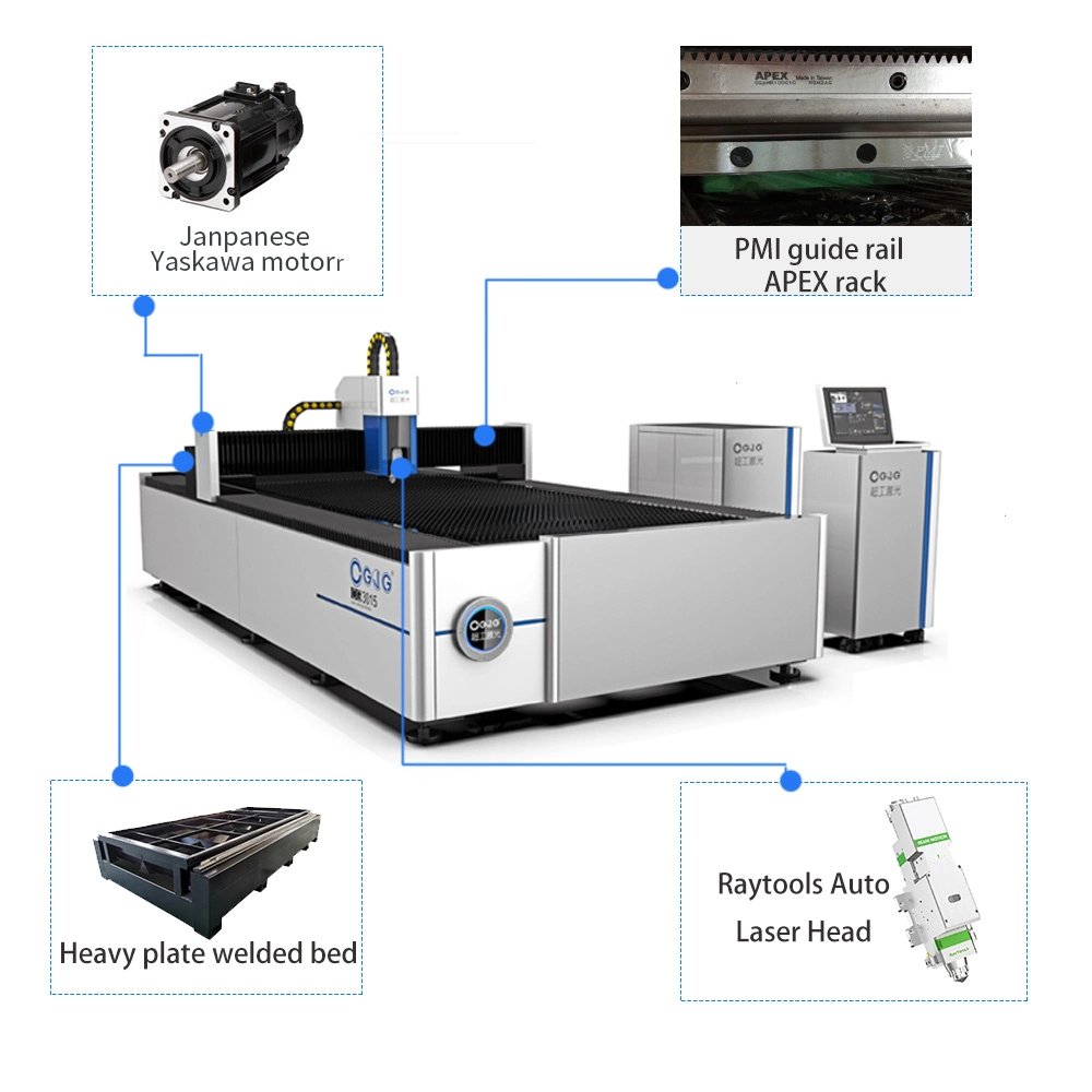 CNC Metal Fiber Laser Cutting Machine 1000W 2000W 3000W Stainless Steel Cutting Machinery